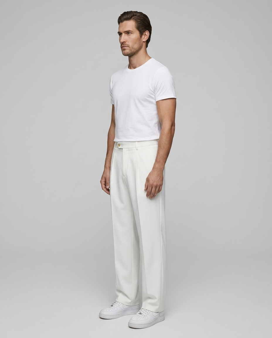 Kyoto Wide Leg Trousers White - Side
