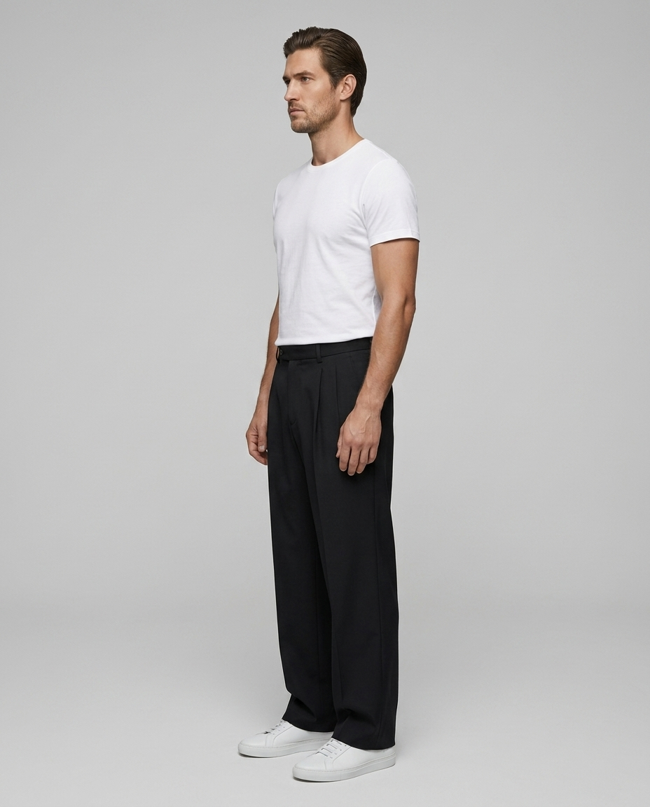 Kyoto Wide Leg Trousers Black - Side