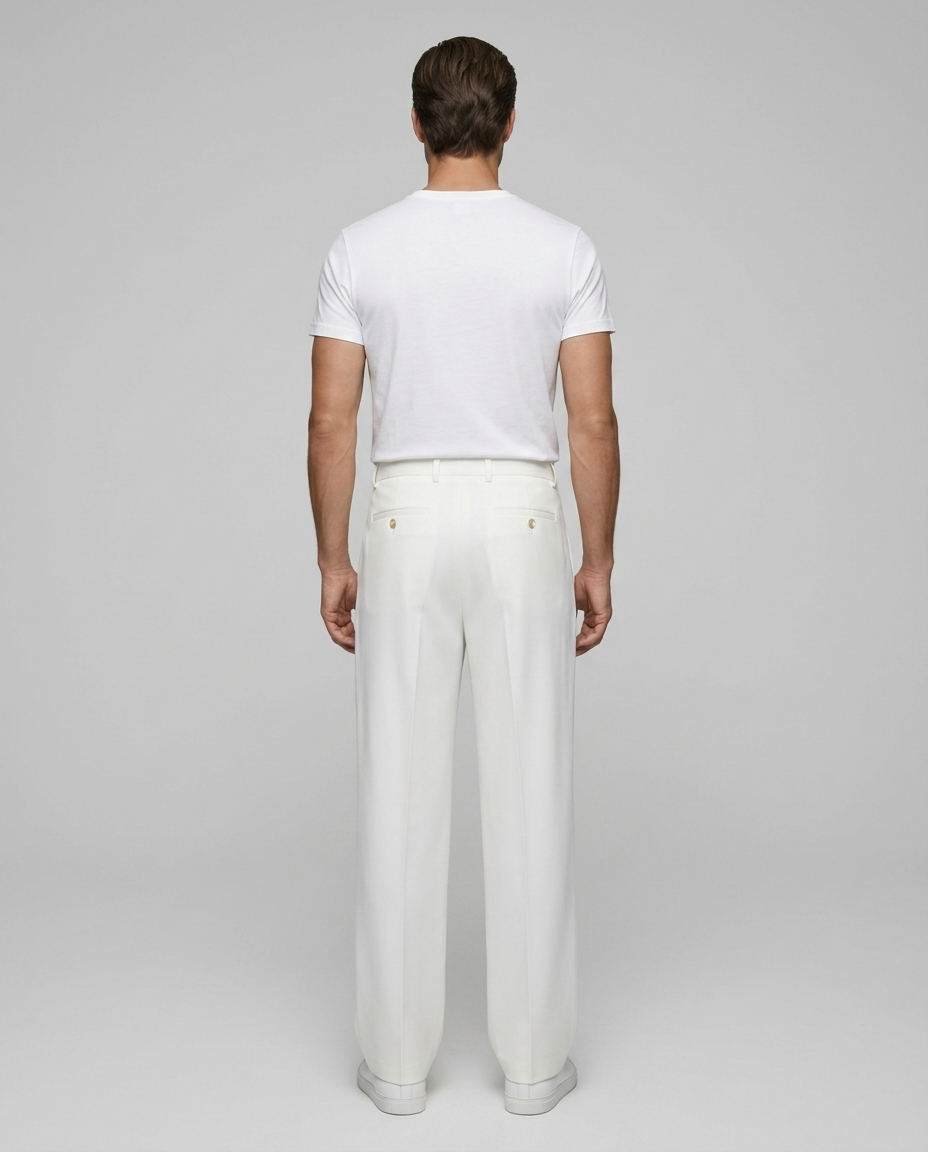 Kyoto Wide Leg Trousers White - Rear