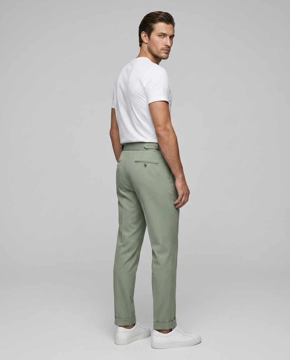 Brixton Trousers Green - Rear-Side