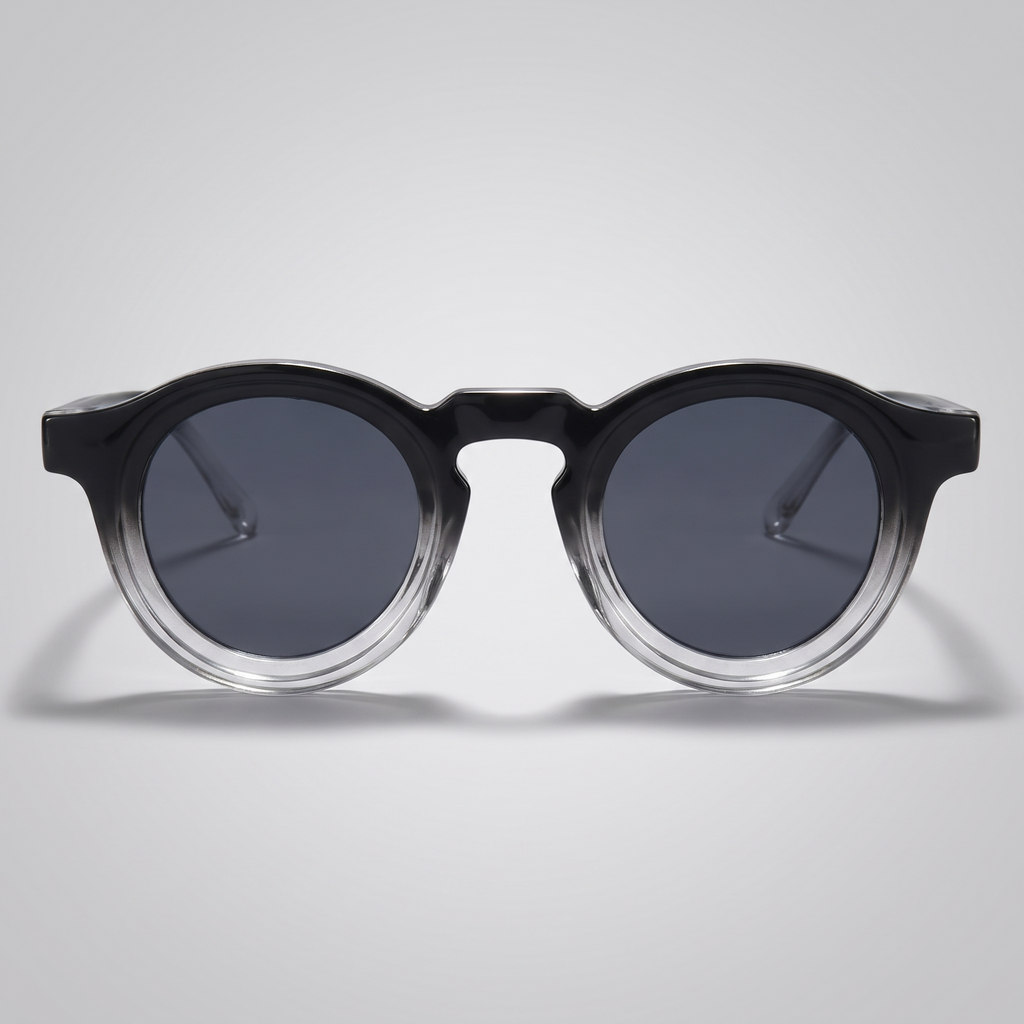 Progressive Black Frame Black Gray Lens - front angle