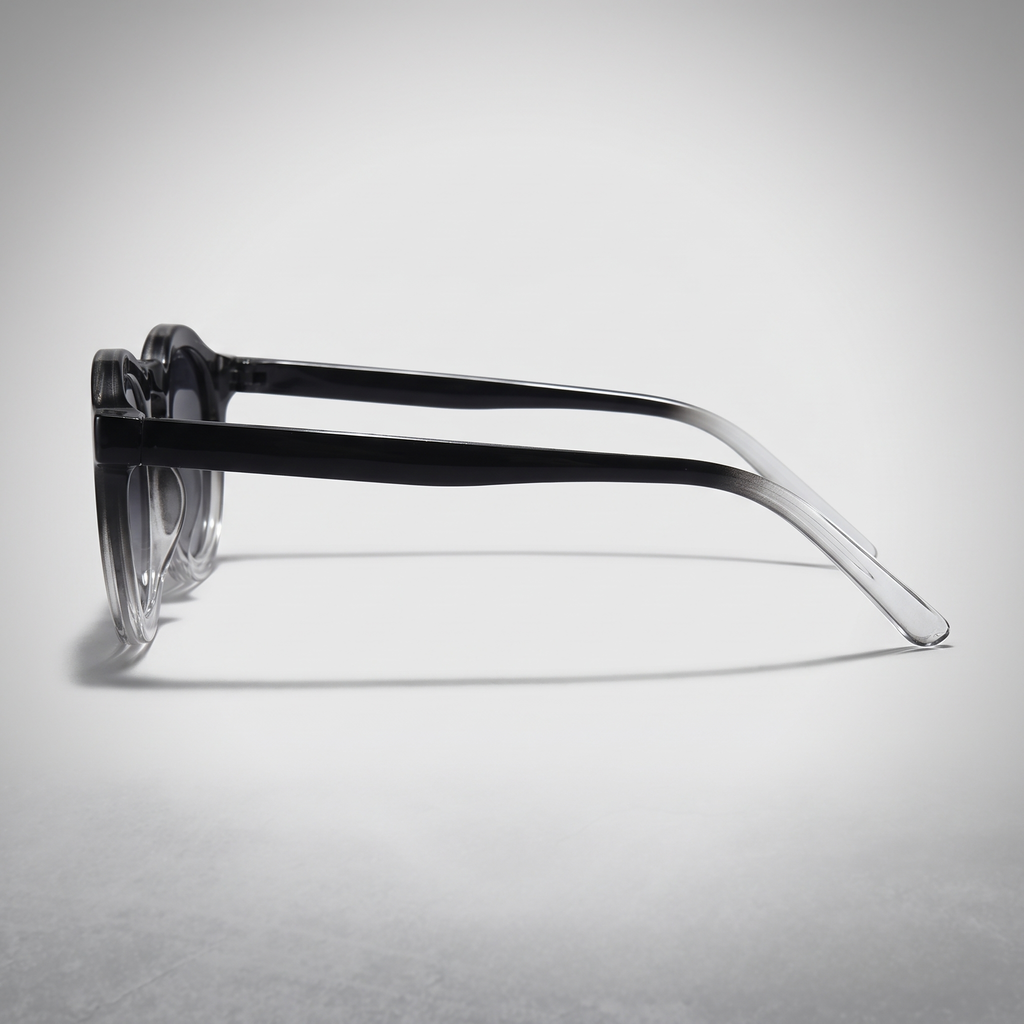 Progressive Black Frame Black Gray Lens - side profile