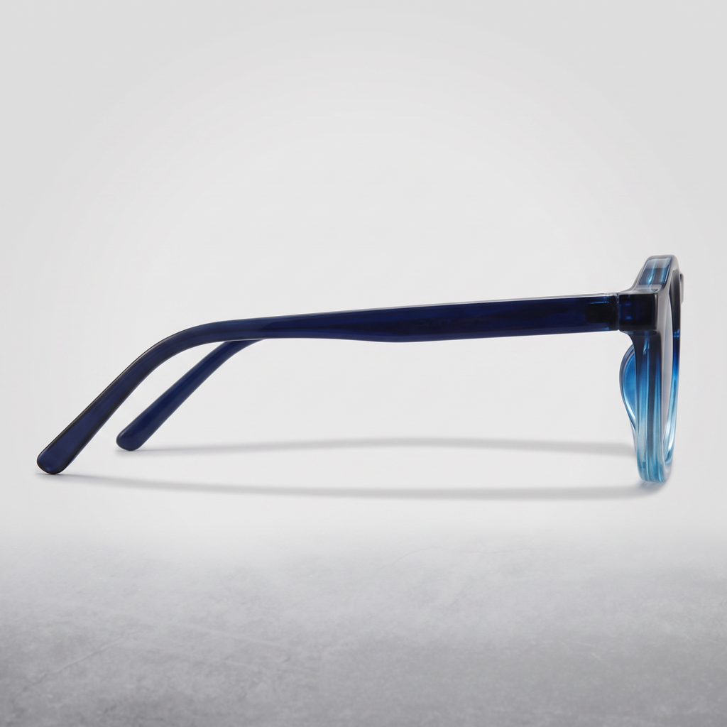 Progressive Blue Frame Blue Lens - side profile