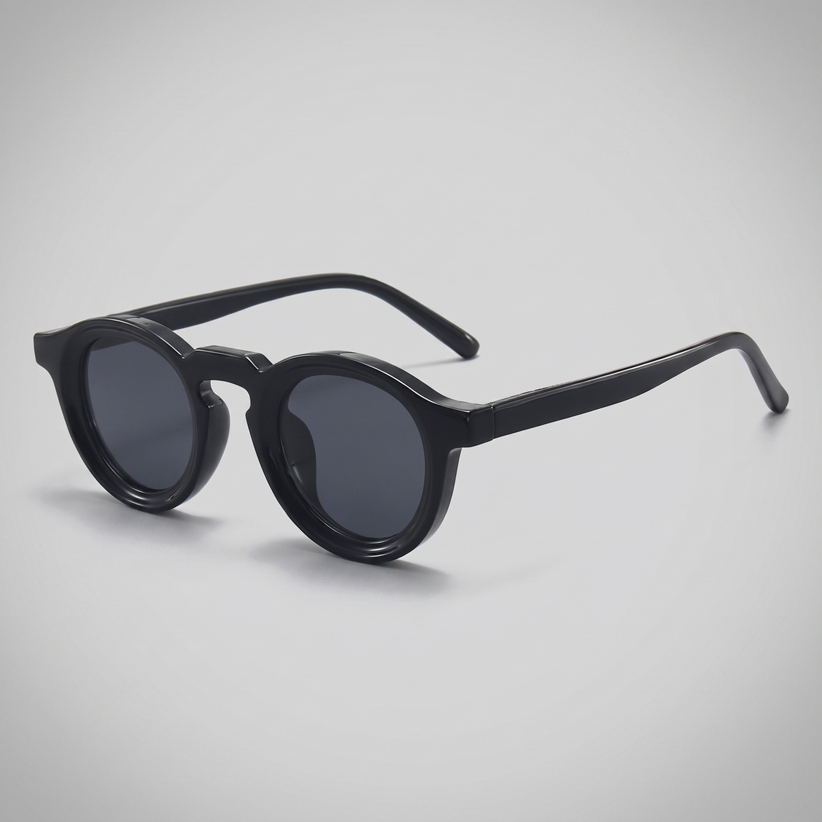 Black Frame Black Gray Lens - three-quarter angle