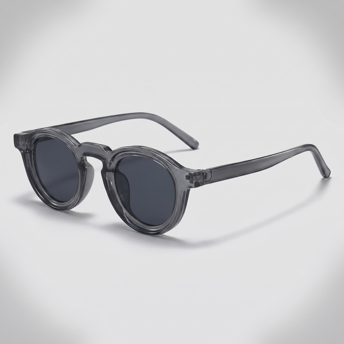 Transparent Gray Frame Black Gray Lens - three-quarter angle