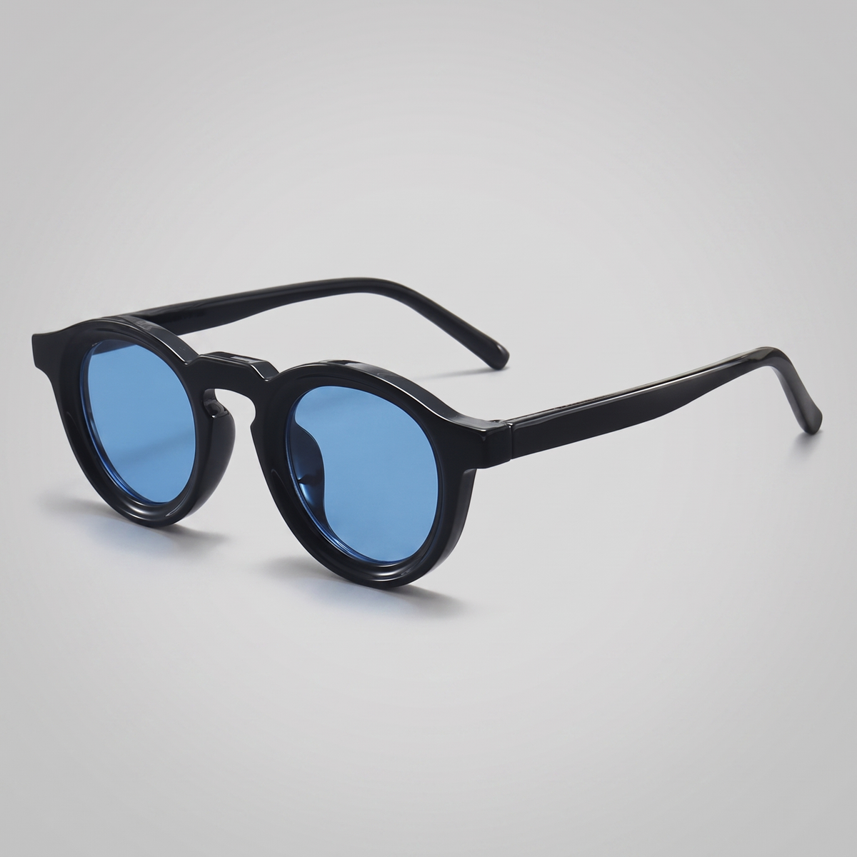Black Frame Blue Lens - three-quarter angle