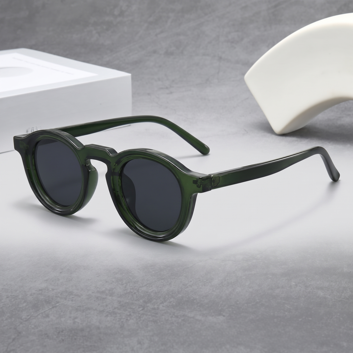 Green Frame Black Gray Lens - three-quarter angle