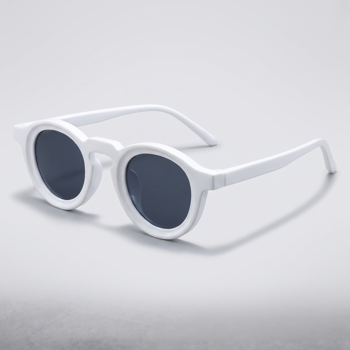 White Frame Black Gray Lens - three-quarter angle