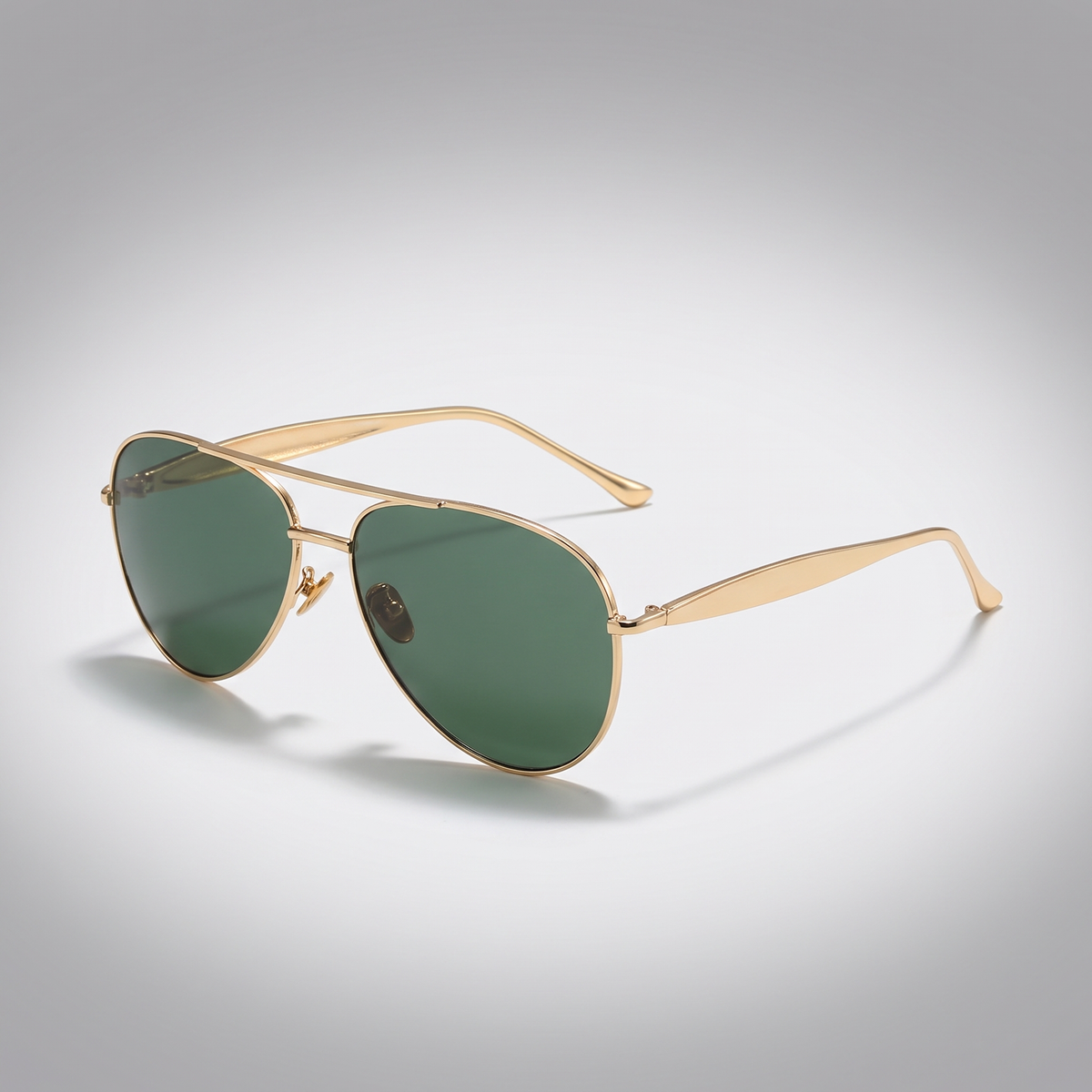 C8 bright gold frame green film - three-quarter angle