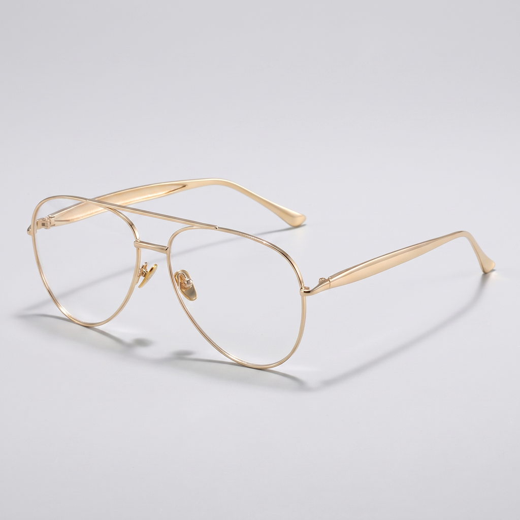 C3 bright gold frame anti-blue light - three-quarter angle