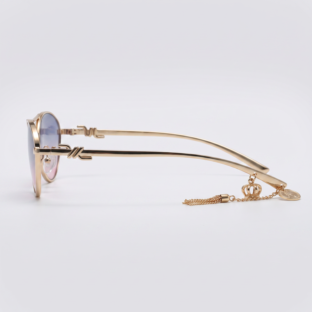 Gold frame blue powder - side profile