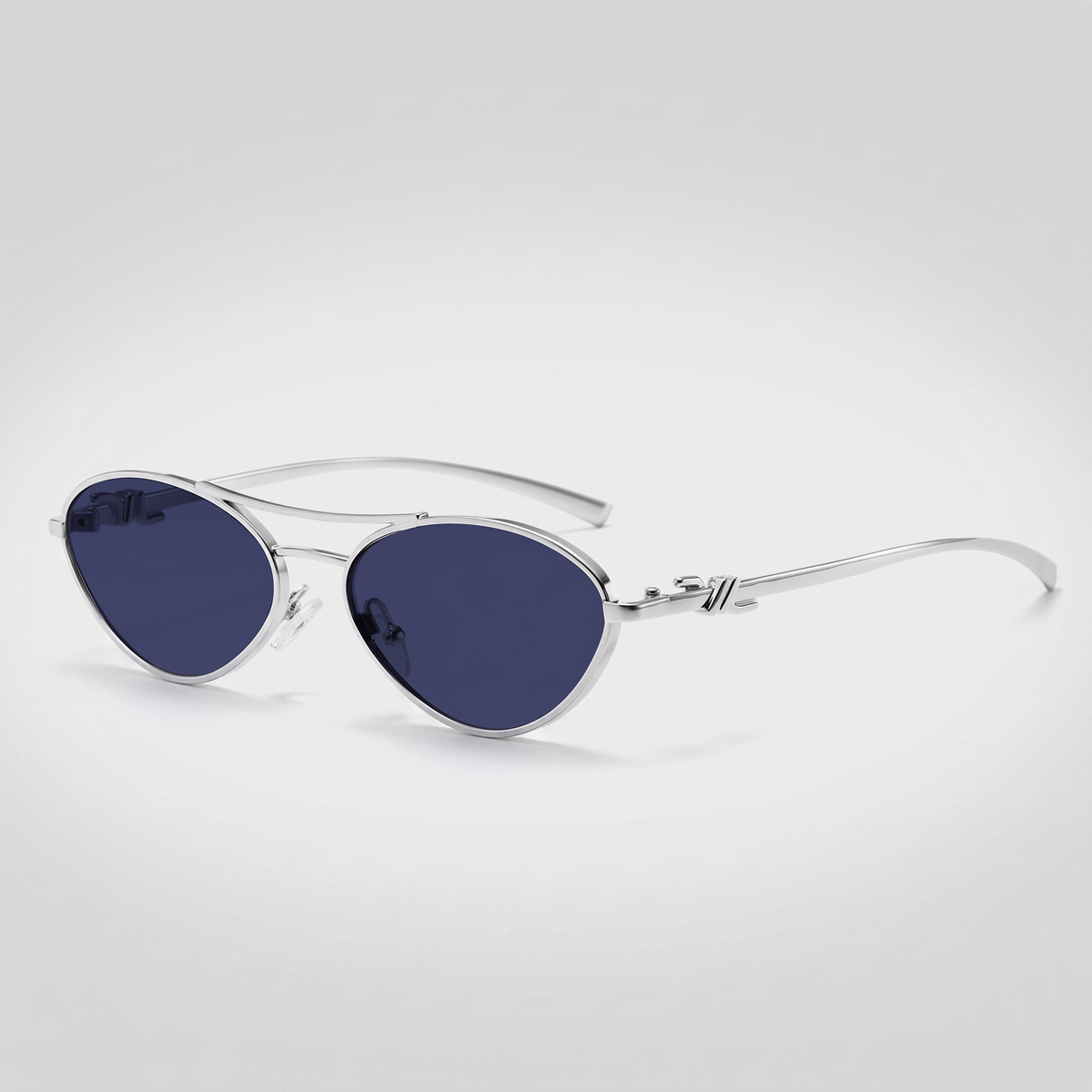Silver frame blue film - three-quarter angle