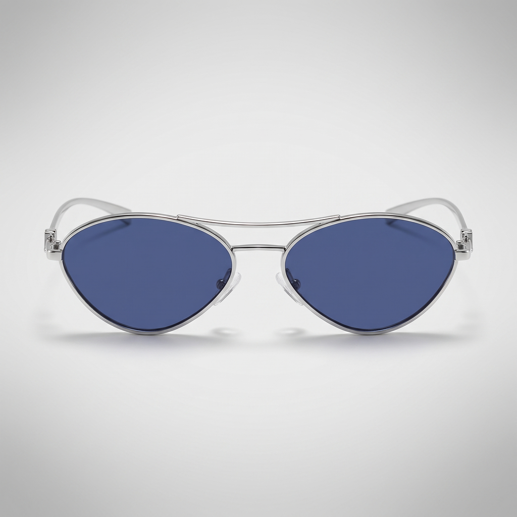 Silver frame blue film - front angle