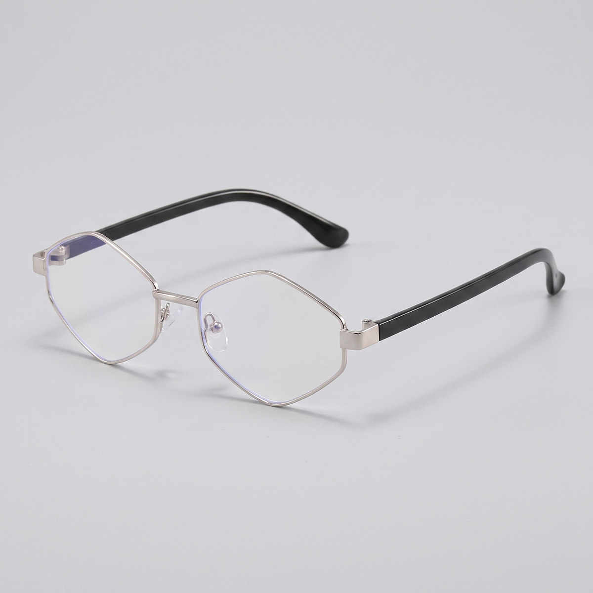 Silver frame clear lens - three-quarter angle