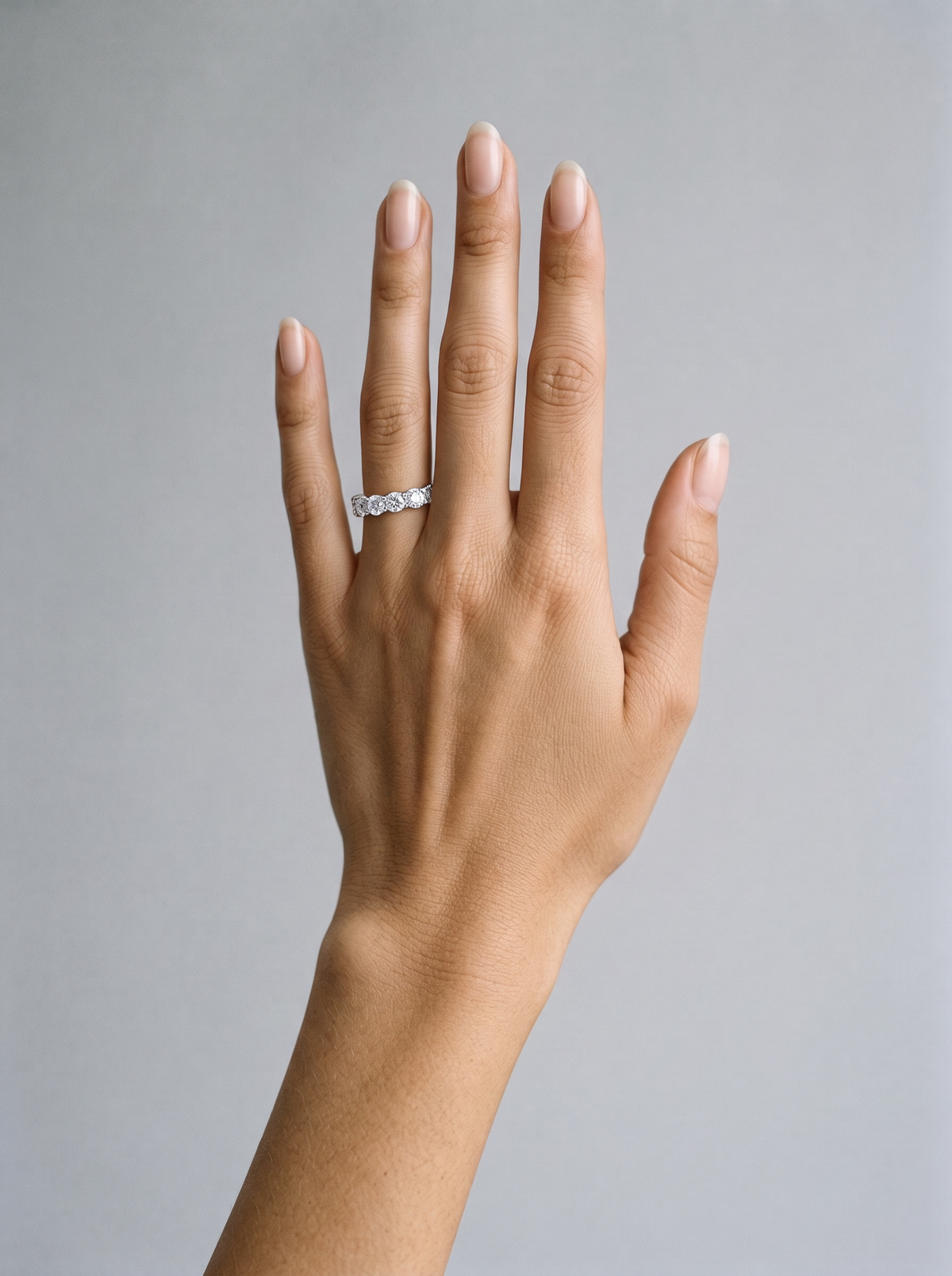 Solenne Multi Stone Ring worn on model's hand