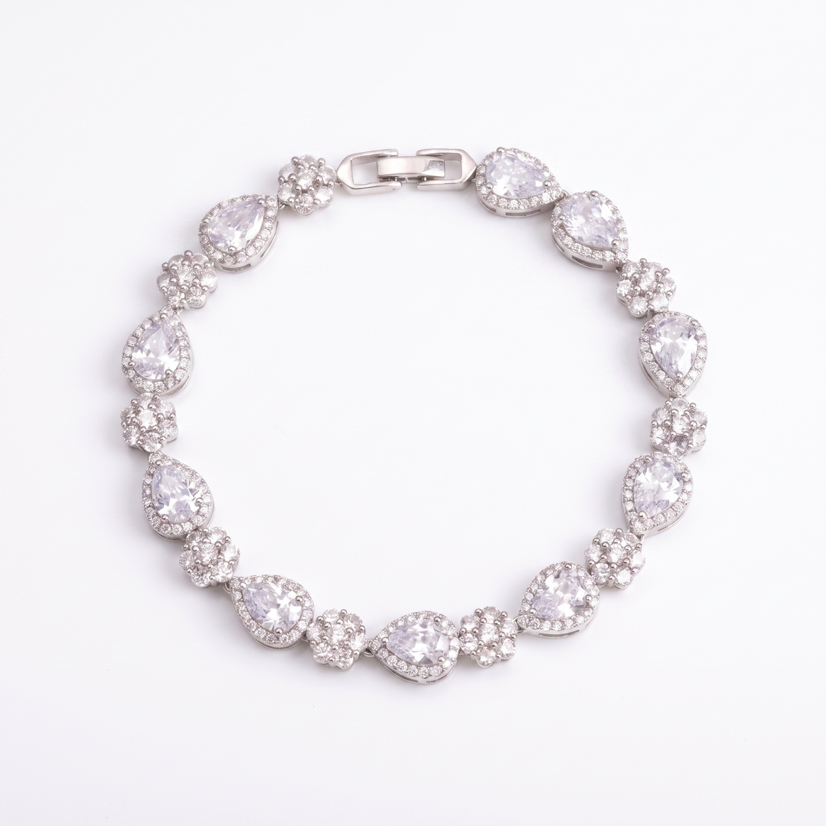 Zircon bracelet white gold white diamond - product shot on white background