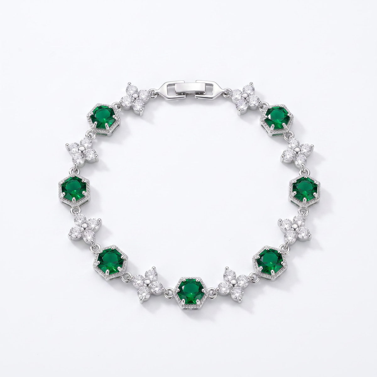 Verna Zircon Bracelet green - product shot on white background