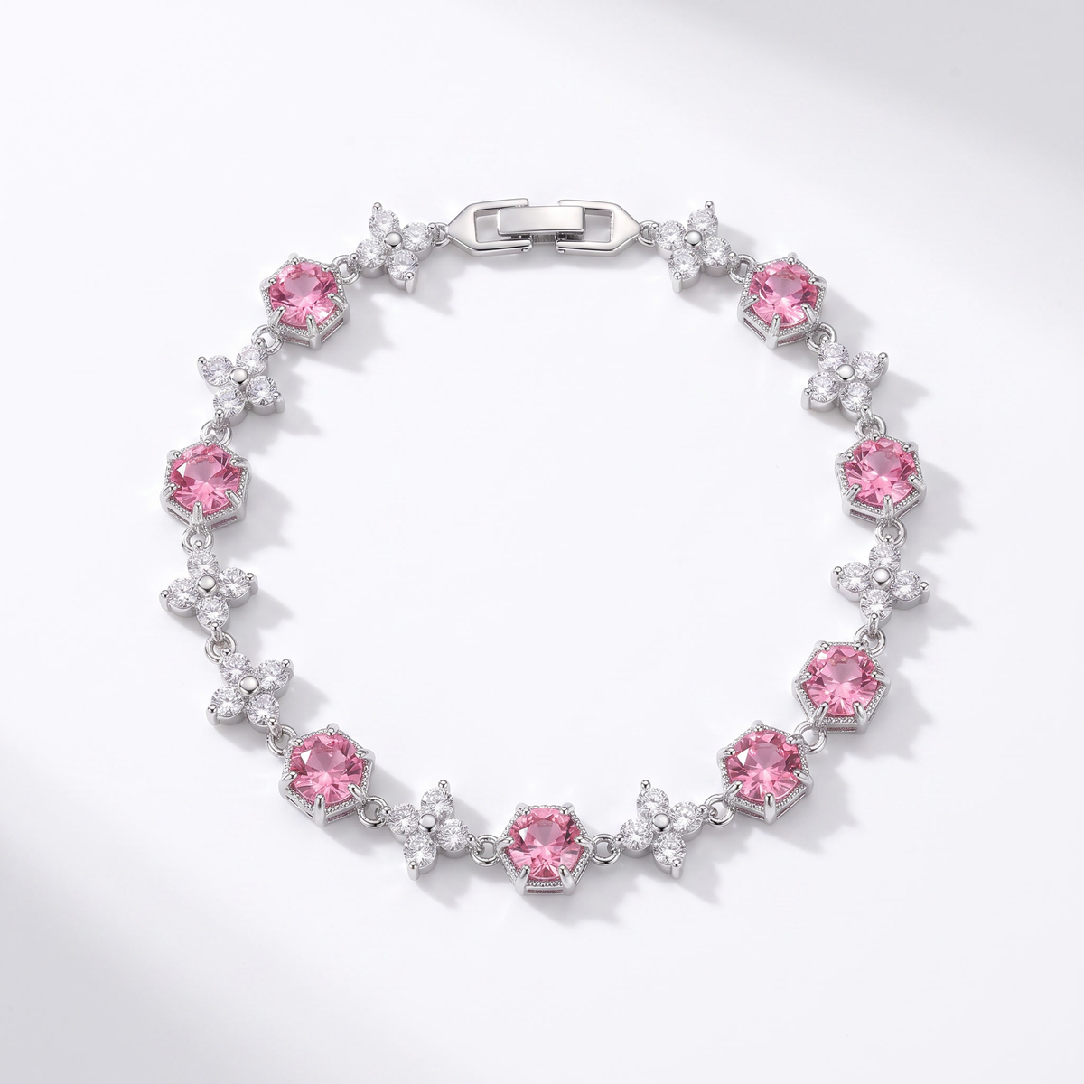 Verna Zircon Bracelet pink - product shot on white background