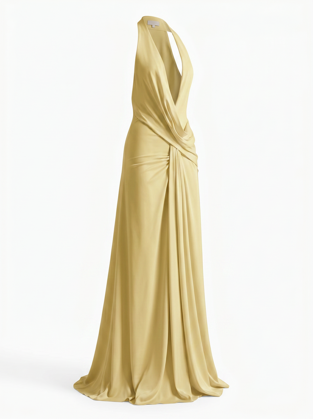 Zelira Deep V Halter Gown - Yellow - Ghost/Product Only