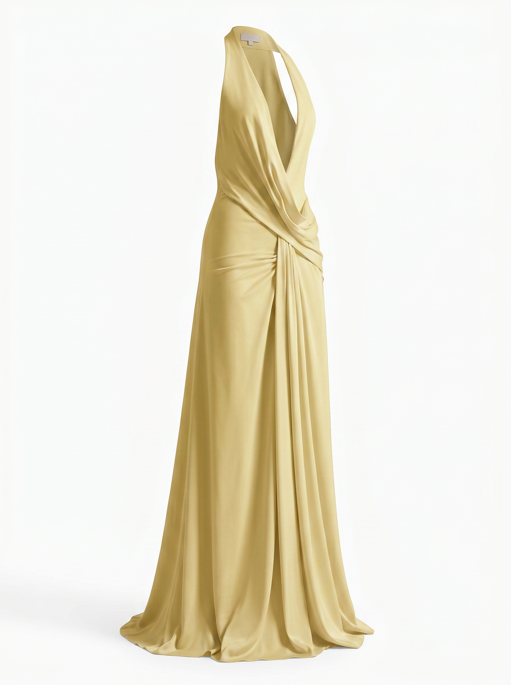Zelira Deep V Halter Gown - Yellow - Ghost/Product Only