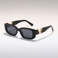 Retro Square Frameless Sunglasses - Bright Black - three-quarter studio shot