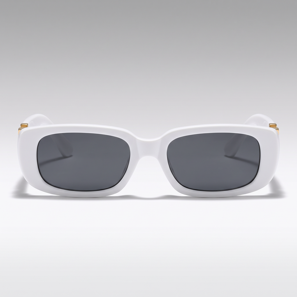 Retro Square Frameless Sunglasses - Porcelain White - front studio shot