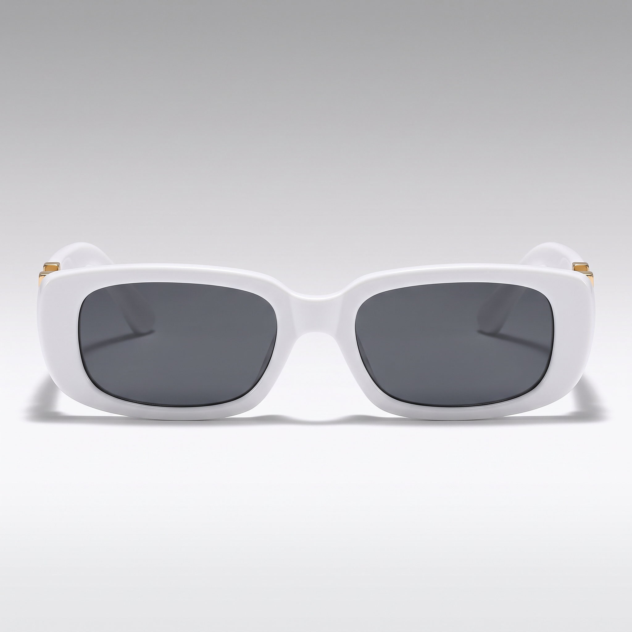 Retro Square Frameless Sunglasses - Porcelain White - front studio shot