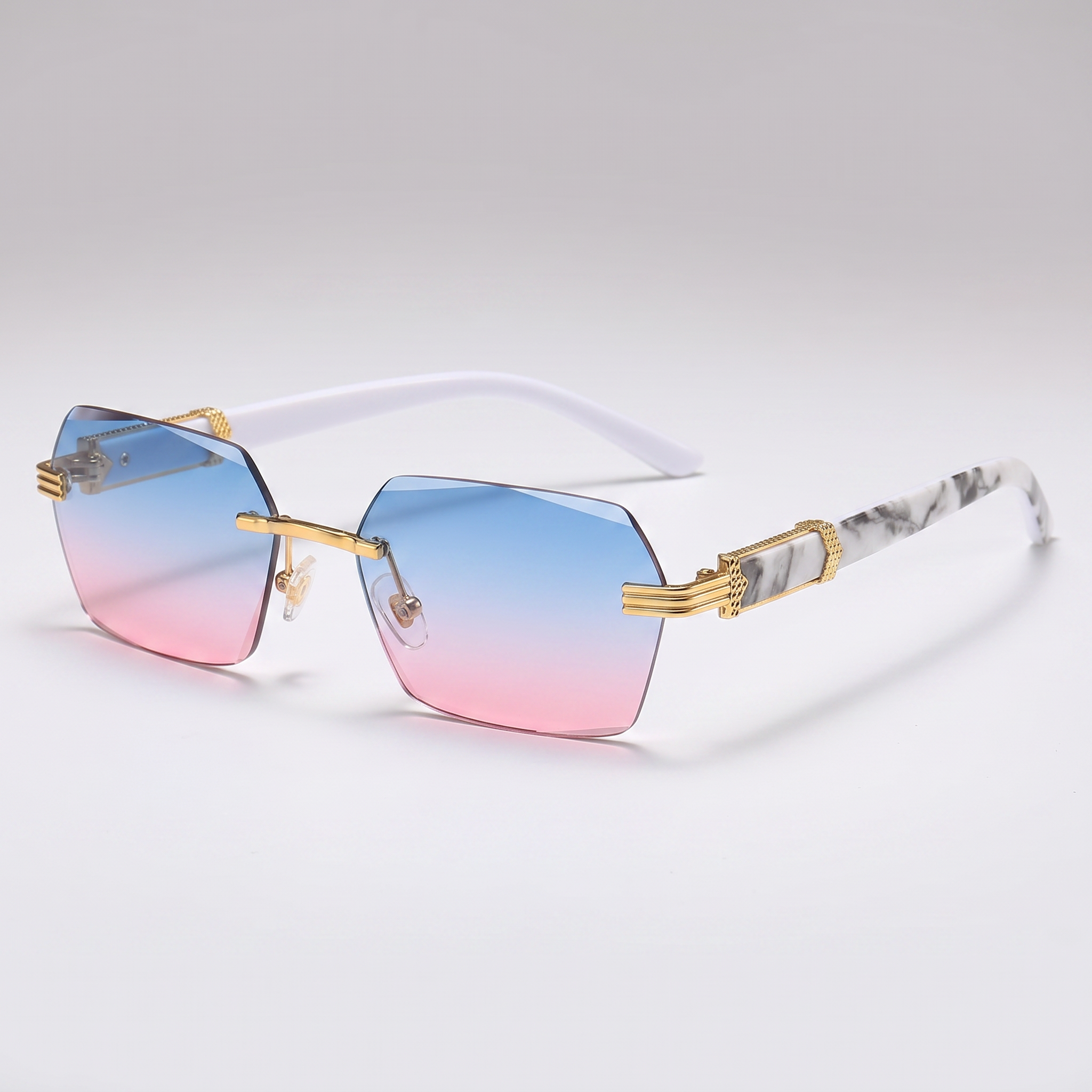 Gradient Color Rimless Square Sunglasses