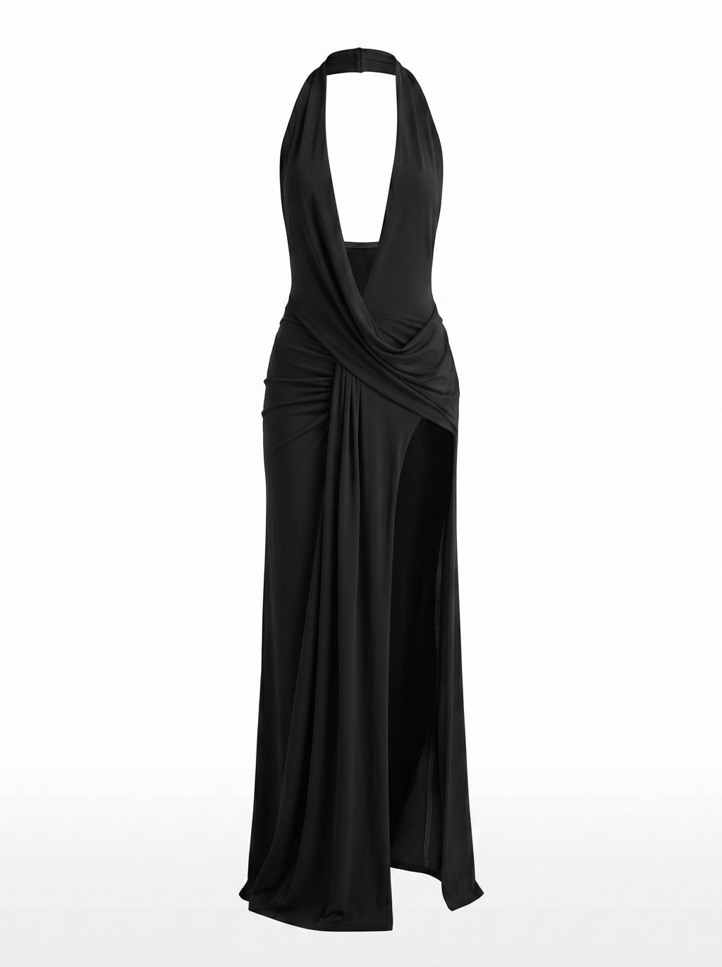 Zelira Deep V Halter Gown - Black - Ghost/Product Only