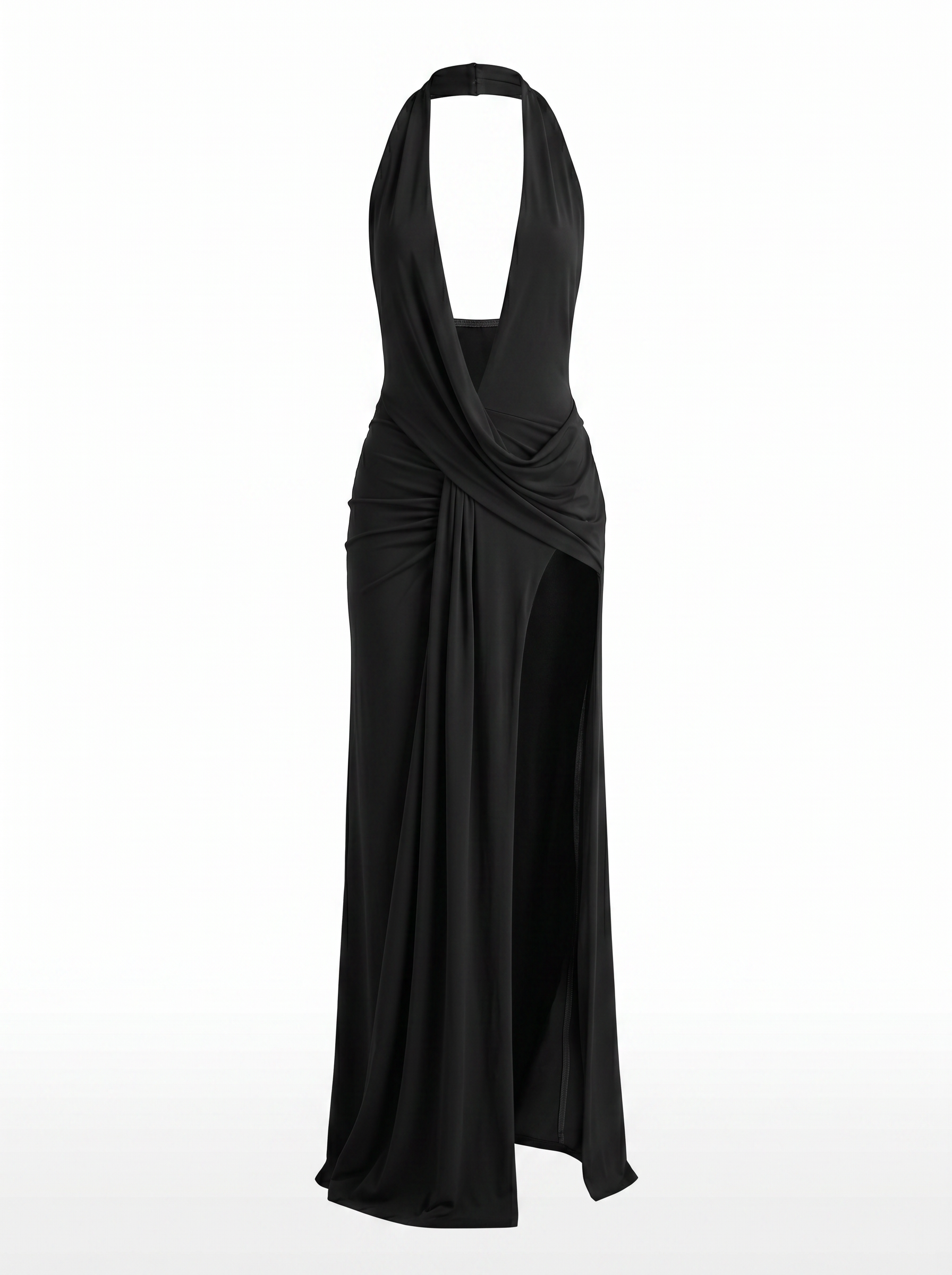 Zelira Deep V Halter Gown - Black - Ghost/Product Only